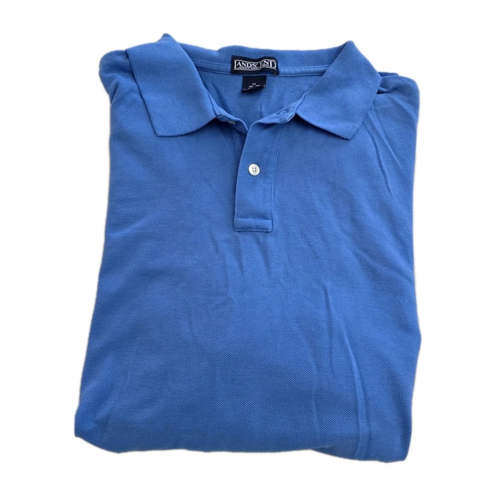 Lands End Polo Mens Size XL 46-48 Regular Blue 100% Cotton